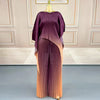 Niche Chic Printting Pleated Women's Two Pieces Set Irregular Pullover Top And Elastic Waist Wide Leg Pants 2DB3867