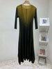 Gradient Pleated Dress For Women Round Neck Loose Casual Style Irregular Hem Female Clothes 2DB2221