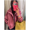 Casual Short Suede Jacket Women Chic Stand Collar Zipper Pocket Loose Outerwear Lady Autumn Daily Highstreet Jackets