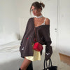 Fall Winter Sweater Women Loose Cardigan Dachshund Embroidery Cute Sausage Long Sleeve Jacket Coat Casual 58917