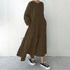 Stylish Ruffled Hem Sweatshirt Dresses Autumn Crew Neck Long Sleeve Solid Color Pullover Robes Femme Maxi Vestidos
