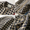 Elegant Weave Plaid Women Tweed Blazer Autumn Winter Women's Jacket Pocket Office Ladies Suit Coats Long Sleeve Mujer Clothes