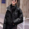 Solid Color Windproof Cropped Puffer Jacket Women Winter Thick Short Coat Warm Coat Fluffy Parka Vintage Tops Women's Clothing