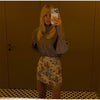 Women Cropped Floral Print Jacket Stand Collar Long Sleeve Button Front Pockets Vintage Loose Short Coat Autumn Chic Blazer