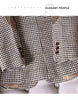 Coffee Plaid Blazer Women Tempeament Wool Long Sleeve Slim Jacket Office Ladies Work Coat Gray Tops