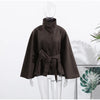 Solid Faux Woolen Maxi Coats Women Waist-cinching Single-breasted Shoulder Pad Lapel Overcoats Ladies Winter Streetwear