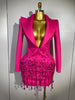 Sparkly Crystal Chains Pearls Long Sleeve Mini Dress Women Birthday Evening Party Nightclub Outfit Singer Wedding Costume