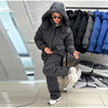 Drawstring Women's Winter Padded Jacket Pant Suits Hooded Full Sleeve Warm Jackets Pants Thicken Casual Lady Outfit