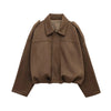 Casual Soft Martini Green Bomber Jackets Women Long Lantern Sleeve Oversized Autumn Winter Coats Outwears