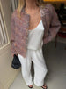 Mixed Color Fringed Round Neck Short Tweed Jacket Elegant Loose Women's Outwear Autumn Casual Street Daily Outfit