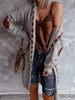 Vintage Women Oversized Hooded Long Cardigan Knitted Sweater Jumper Sweaters Knitted Plaid Casual Brown Coat Jersey Mujer Jacket