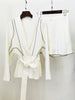 High Street Designer Runway Suit Set Women's Batwing Sleeve Diamonds Rhinestone Beaded Belted Blazer Shorts Set 2pcs