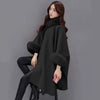 S-5XL Winter Warm Cloak Horn Buckle Woolen Poncho Capes Women Faux Rabbit Fur Dolman Sleeves Loose Long Cappa Coat