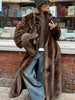 Vintage Solid Women Faux Fur Long Coat Full Sleeve Cardigan Warm Fluffy Plush Overcoat Winter Lady Street Outerwear