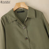 Women Autumn Jackets Casual Turn-Down Collar Long Sleeve Button Up Solid Outerwear Commuting Work Wear Overshirts