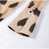 Women Chic Vacation Outfits Leopard Print Sheer Chiffon Shirt Casual Turn-down Collar Mini Dress & Detachable Scarf