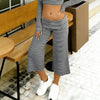 Women y2k Striped Low Rise Gaucho Pants Foldover Wide Leg Capris Palazzo Yoga Pants Flowy Cropped Culottes Lounge Bottoms