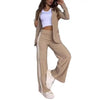 2 Pcs Set Women s Formal Coat Pants Set Autumn Winter Long Sleeves Jacket Loose Striped Wide Leg Casual Suit Outfit