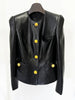 High Street Designer Jacket Women's Slim Fitting Snail Button Artificial Leather Blazer