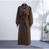 High Street Brown Belted Trench Coats Women's Loose Lapel Lace-up Button Full Sleeve Windbreakers Autumn Ladies Outwear