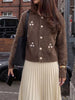 Chic Embroidery Pink Lace Up Woman Short Coat Casual Long Sleeves V Neck Jacket Autumn Lady Commuter Street Outerwear
