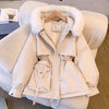Detachable Pai Overcomes Women's Winter Casual Down Cotton Thicken Hooded Coat Female loose Warm Wool Overcoat