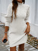 Autumn Women Sweater Dresses Pearls Round Neck Long Sleeve Hip Wrap Dress Winter Elegant Ladies Casual Solid Slim Fit Dress