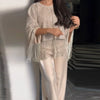 Sequined Tassel Oversized Shawl Tops Women Sexy Roud Neck Long Sleeve Shining Loose Fitting Capes Chic Ladies Partywear Clubwear