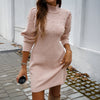 Autumn Women Sweater Dresses Pearls Round Neck Long Sleeve Hip Wrap Dress Winter Elegant Ladies Casual Solid Slim Fit Dress