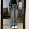Woman Vintage Wide Leg Jeans Girls High Waist Pants Female Black Black Grey Retro Blue Light Blue Pink Denim Trousers