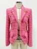 High Street FW Designer Jacket Women's Slim Fitting Tassel Fringed Tweed Blazer