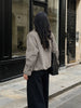 Women Relaxed Fit Short Utility Trench Jacket High Funnel Neck Epaulet Design Double Breasted Cropped Coat Commuter Outerwear