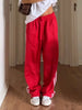 Women's Striped Pants Loose Elastic Waist Drawstring Straight Leg Casual Sweatpants with Pockets y2k Low Rise Baggy Trousers