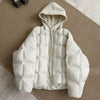 Women Parkas Knitted Hooded Puff Cotton-padded Jacket Fake Two Pieces Loose Warm Thicke Cotton Coat Female Outerwear Overcoat