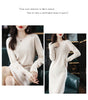 Round Neck Cashmere Dress Women's Long Pullover Sweater Autumn Winter Knitted Knee-Length Pure Wool Dress JJ396