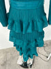 Long Pleated Dress Women Round Neck Solid Color Ruffles Cake Belt Dresses Multi-layer Female Elegant Clothing 2R6863