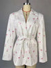 Women Blazer Lace-up Blazer for Women Printed Lapels Ladies Blazer Top Elegance Chic Women Coat