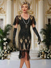 1920s Women Flapper Fringe Dress Sexy V-neck Butterfly Sleeve Sequin Banquet Party Evening Dress Ladies Vintage Gatsby Costumes
