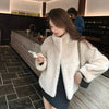 Autumn Winter Female Lamb Wool Faux Fur Tops Coat Women Stand Collar Short Fur Jacket Ladies Long Sleeves Plush Outerwear