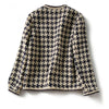 Elegant Weave Plaid Women Tweed Blazer Autumn Winter Women's Jacket Pocket Office Ladies Suit Coats Long Sleeve Mujer Clothes