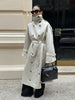 Women's Trench Coat Double Breasted Stand Collar Epaulet Lace Up Long Windbreaker Office Lady Autumn Winter Solid Slim Outerwear