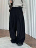 Winter Thick Warm Pants For Women High Waist Pleated Wide Leg Trousers Office Lady Clothes Minimalism 26C967