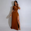 Women O-neck High Split Ruched Bodycon Midi Maxi Dress Fall Street Evening Party Club Vestidos Sexy Long Dresses