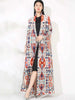 Niche Printed Windbreaker Women's Loose Oversized Long Sleeved Pleated Trench Cardigan Long Coat 2DB2481
