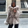 Cotton Lined Furry Fur Collar Belts Jacket Women Long Sleeve Thicken Warm Female Coat Winter Street Casual Outwear