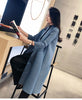 Pleated Singlebreasted Windbreaker Long Spring and Autumn Collar Temperament Coat Seven-point Sleeve Joker Cardigan Woman