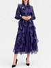 Solid Spliced Ruffles Folds Dresses for Women O Neck Long Sleeves High Waist Patchwork Lace Up Dress Female