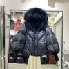 Winter Women's Casual Thickened Warm Knitted Sleeve Goose down Jacket Real Mink Collar Hooded