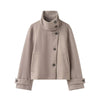 Elegant Stand Collar Short Jacket For Women Lady Outerwear High Street Long Sleeve Single Breasted Female Coats