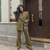 Women's Casual Versatile Office Formal Outfits Elegant Soft Shoulder Pad Blazer All Season Simple Commuter Straight Pants
